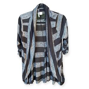 Lily Lou Womens Open Knit Long Cardigan Size OS Black Grey Classic Cabincore